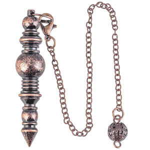 Bronze Copper Metal Wand Dowsing Pendulum Chain Healing Chakra Balancing