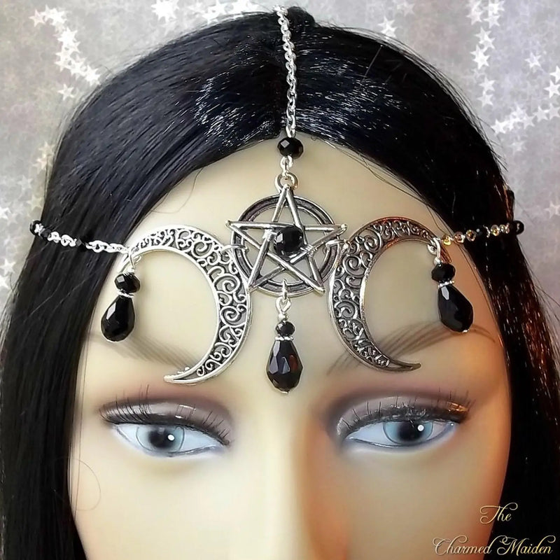 Bronze Gothic Bat Headpiece Steampunk Pentagram Bat Circlet Wiccan Headdress
