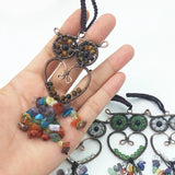 Bronze Stone Owl Car Pendant Chakra Tassel Charms Animal Ornament