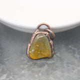 Bronze Yellow Crystal Raw Quartz Antique Copper Pendant