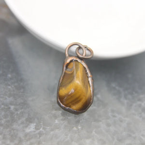 Bronze Yellow Crystal Raw Quartz Antique Copper Pendant