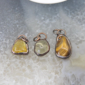 Bronze Yellow Crystal Raw Quartz Antique Copper Pendant