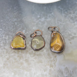 Bronze Yellow Crystal Raw Quartz Antique Copper Pendant