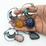 Amethyst Rose Quartz Citrine Moon Star Pendant Retro Boho Necklace