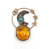 Amethyst Rose Quartz Citrine Moon Star Pendant Retro Boho Necklace
