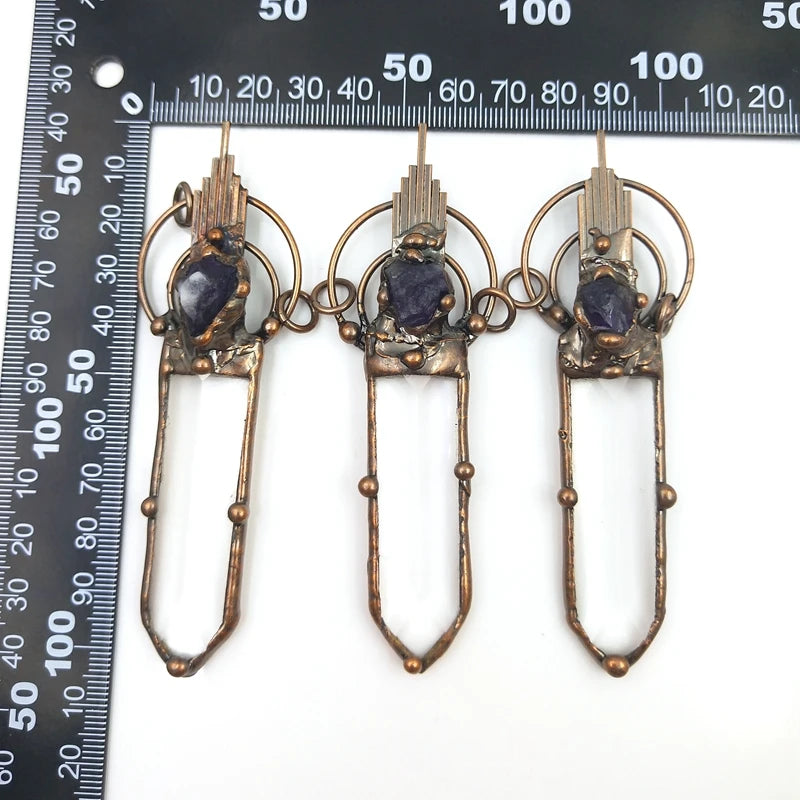 Copper Hoop Quartz Pendant Boho Necklace DIY Jewelry Charms