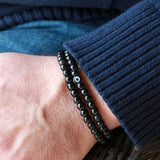 Bronze Tube Bracelet with Feather Charm for Men