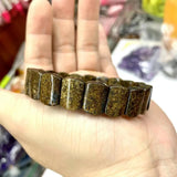 Bronzite Stone Beads Bracelet Natural Gemstone Jewelry Bangle