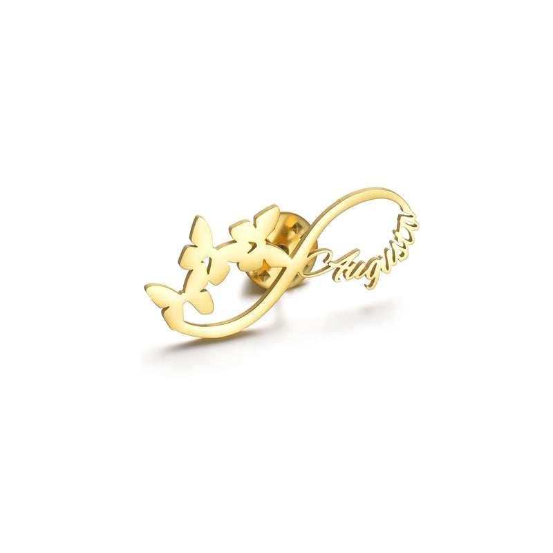 Personalized Butterfly Infinity Symbol Letter Brooch Jewelry
