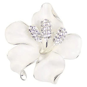 Stylish Flowers Brooch Pin with Created Crystal for Women and Girls