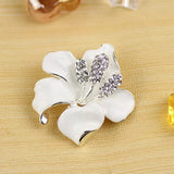 Stylish Flowers Brooch Pin with Created Crystal for Women and Girls