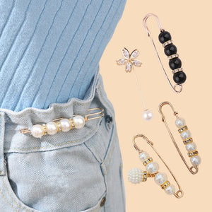 Pearl Rhinestone Brooch Set for Women Clothing Lapel Pin Sweater Skirt