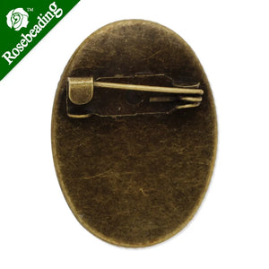 Antique Bronze Oval Bezel Brooch, 20pcs/lot