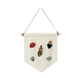 Beige Fabric Canvas Badge Bajji Storage Organizer