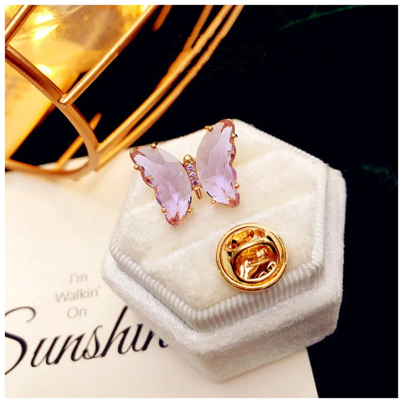 Butterfly CZ Multicolor Collar Pin Brooch
