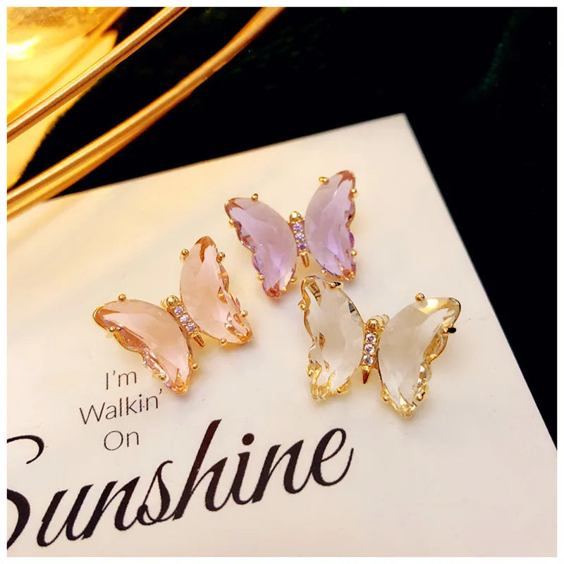 Butterfly CZ Multicolor Collar Pin Brooch