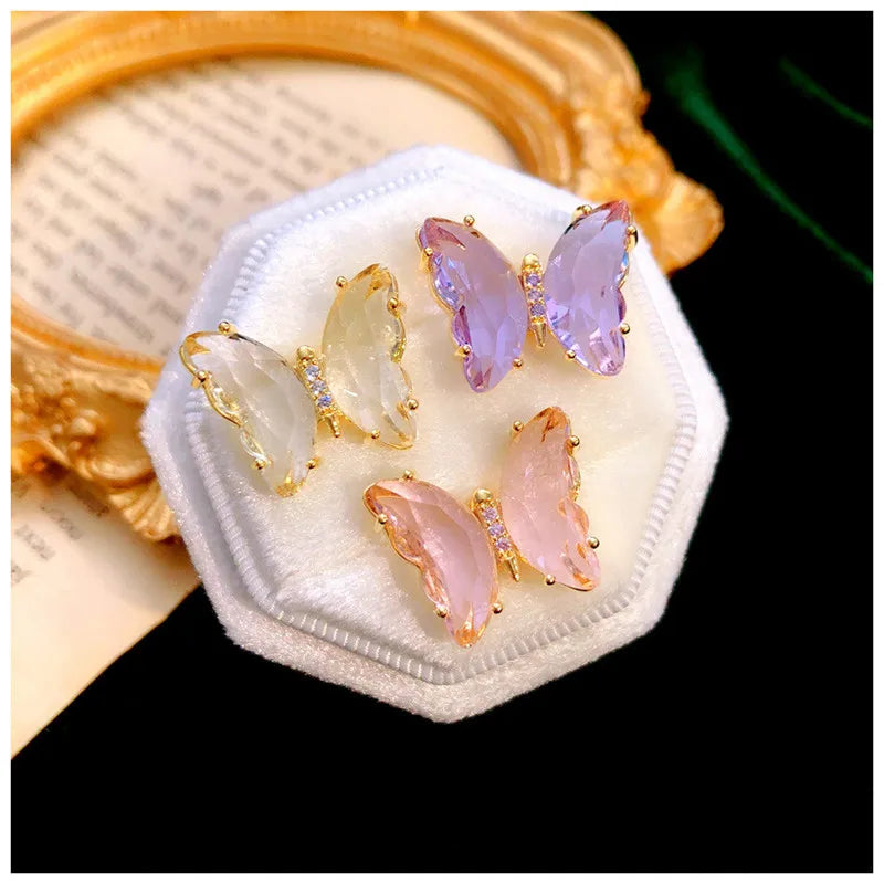 Butterfly CZ Multicolor Collar Pin Brooch