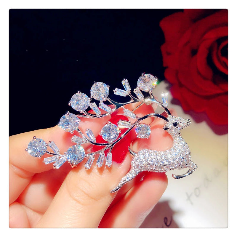 Elk Shape Brooch for Women Bridal Jewelry Animal Party Wedding Brooche Pin