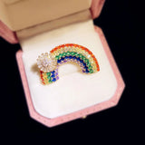 Crystal Rainbow Shape Brooch Maiden Corsage Pin Scarf Buckle