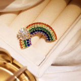 Crystal Rainbow Shape Brooch Maiden Corsage Pin Scarf Buckle