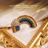 Crystal Rainbow Shape Brooch Maiden Corsage Pin Scarf Buckle
