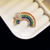 Crystal Rainbow Shape Brooch Maiden Corsage Pin Scarf Buckle
