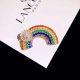Crystal Rainbow Shape Brooch Maiden Corsage Pin Scarf Buckle