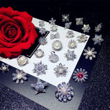 CZ Snowflake Flower Brooch Women's Boutonniere Pin