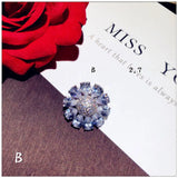 CZ Snowflake Flower Brooch Women's Boutonniere Pin