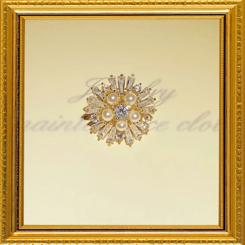 CZ Pearl Cardigan Brooch Pin Women's Gift