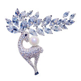 CZ Pearl Elk Shape Brooch for Women