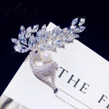 CZ Pearl Elk Shape Brooch for Women