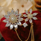 CZ Sun Flower Brooch for Women, Bridal Wedding Corsage Pin