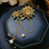 CZ Sun Flower Brooch for Women, Bridal Wedding Corsage Pin