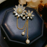 CZ Sun Flower Brooch for Women, Bridal Wedding Corsage Pin