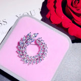 Romantic Cubic Zirconia Olive Branch Brooch Fine Jewelry