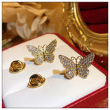S925 Butterfly CZ Brooch for Women Anti-glare Collar Pin