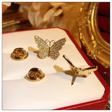S925 Butterfly CZ Brooch for Women Anti-glare Collar Pin