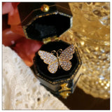 S925 Butterfly CZ Brooch for Women Anti-glare Collar Pin