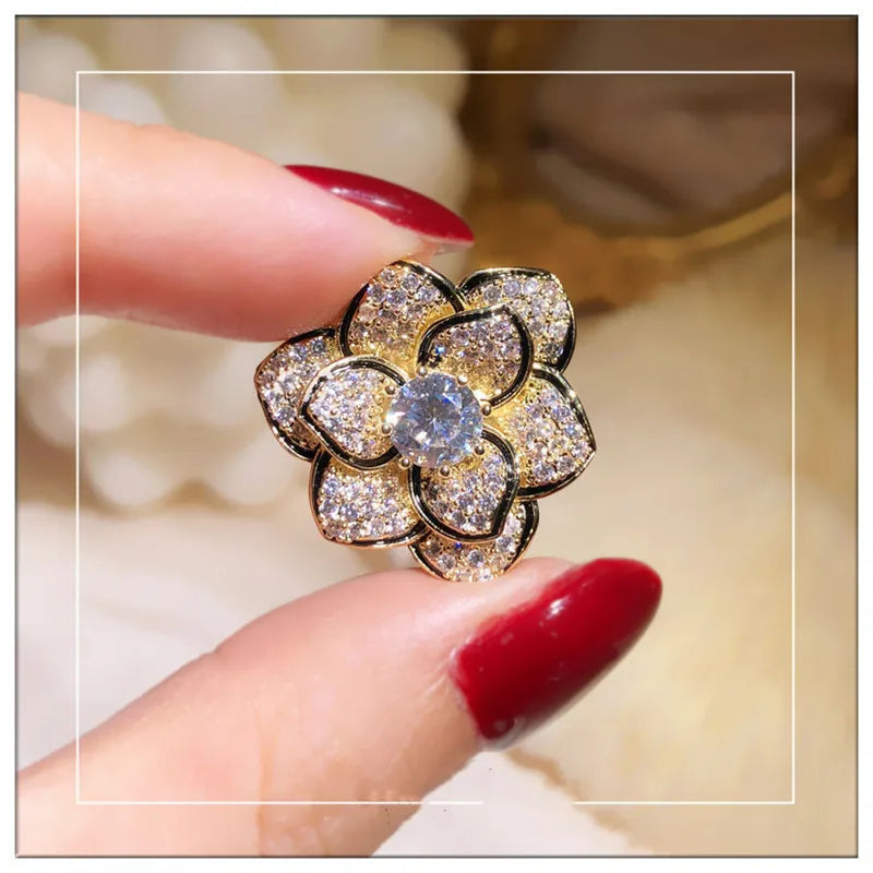 Vintage S925 Camellia Flower Brooch Pin