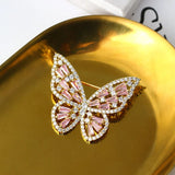 S925 Pink Purple Butterfly Brooch with Cubic Zirconia