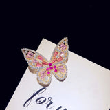 S925 Pink Purple Butterfly CZ Brooch Femme Accessories