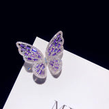 S925 Pink Purple Butterfly CZ Brooch Femme Accessories