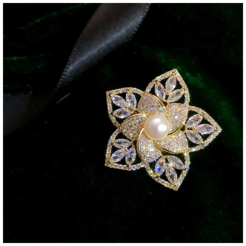 S925 Flower Pin Corsage Brooch for Women