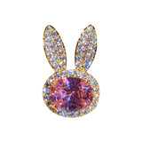 S925 Rabbit Pink CZ Anti-glare Brooch Collar Pin
