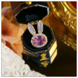 S925 Rabbit Pink CZ Anti-glare Brooch Collar Pin