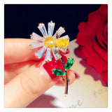 S925 Sunflower Bee Brooch Pin Lovely Cardigan Shawl Buckle