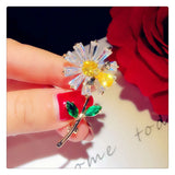 S925 Sunflower Bee Brooch Pin Lovely Cardigan Shawl Buckle