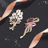 Floral Rhinestone Brooch Set - Crystal Wedding Pins