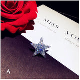 Snowflake CZ Flower Brooch High Collar Scarf Pin